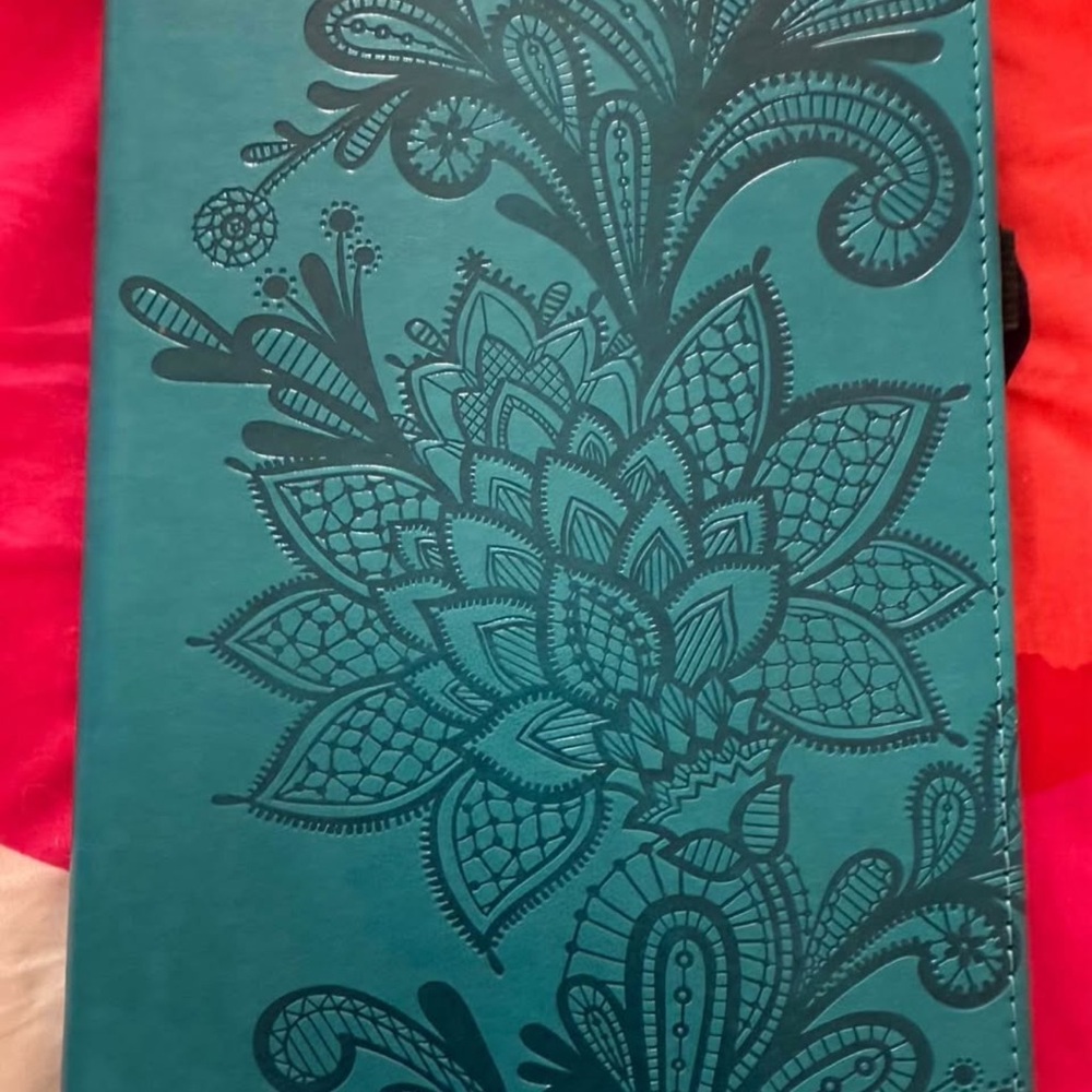 Floral Embossed Teal Notebook Cover